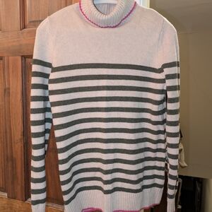 Tabitha Gray and Pink Striped Turtleneck Sweater